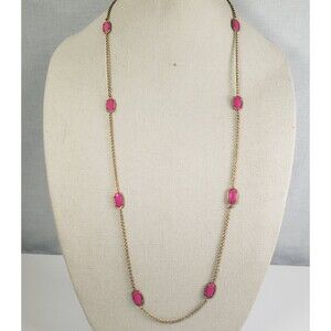 Kendra Scott Anniversary Magmesite "Kelsie" Pink Station Gold Tone 35" Necklace